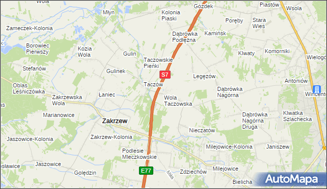 mapa Wola Taczowska, Wola Taczowska na mapie Targeo