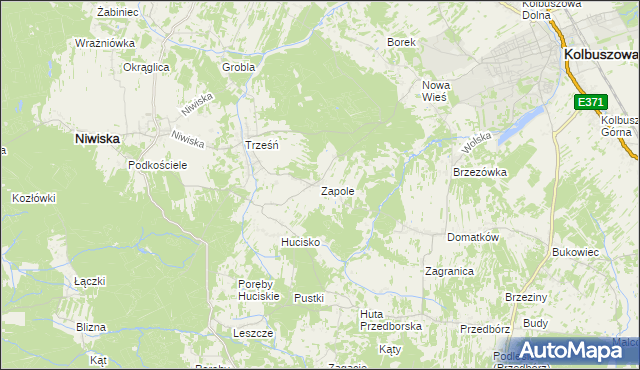 mapa Zapole gmina Niwiska, Zapole gmina Niwiska na mapie Targeo
