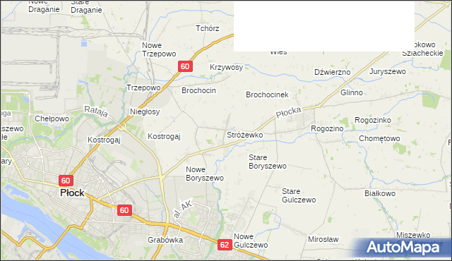 mapa Stróżewko gmina Radzanowo, Stróżewko gmina Radzanowo na mapie Targeo