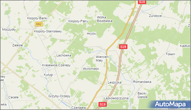 mapa Wiercień Mały, Wiercień Mały na mapie Targeo