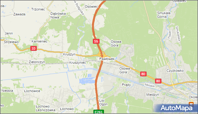 mapa Pawłówek gmina Sicienko, Pawłówek gmina Sicienko na mapie Targeo