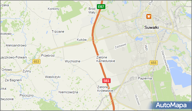 mapa Zielone Kamedulskie, Zielone Kamedulskie na mapie Targeo