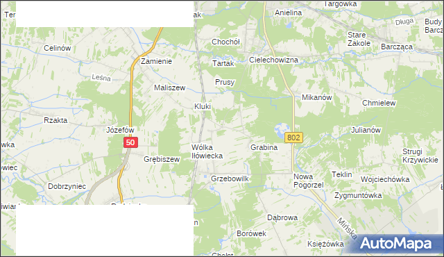 mapa Iłówiec gmina Mińsk Mazowiecki, Iłówiec gmina Mińsk Mazowiecki na mapie Targeo