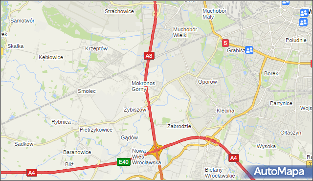 mapa Mokronos Dolny, Mokronos Dolny na mapie Targeo