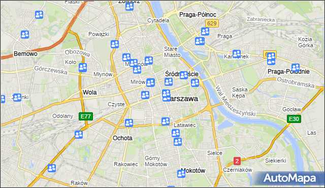 mapa Warszawy, Warszawa na mapie Targeo