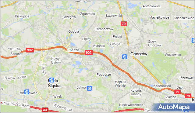 mapa Świętochłowice, Świętochłowice na mapie Targeo
