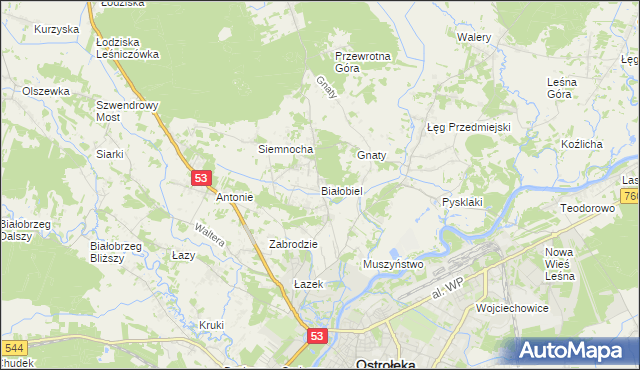 mapa Białobiel, Białobiel na mapie Targeo