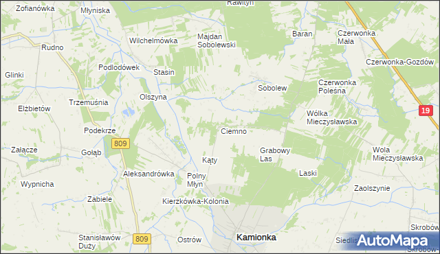 mapa Ciemno gmina Kamionka, Ciemno gmina Kamionka na mapie Targeo