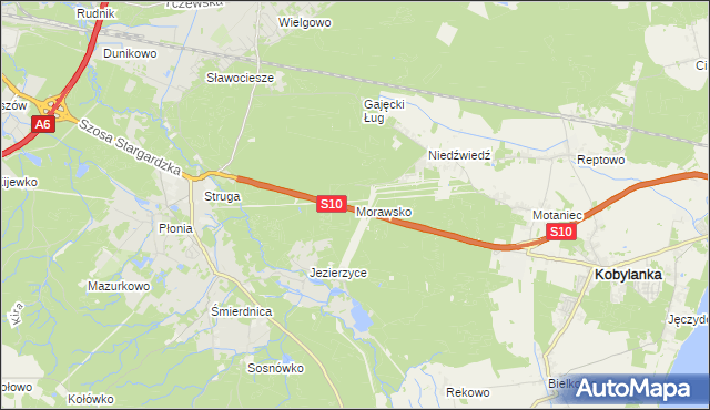 mapa Morawsko gmina Kobylanka, Morawsko gmina Kobylanka na mapie Targeo