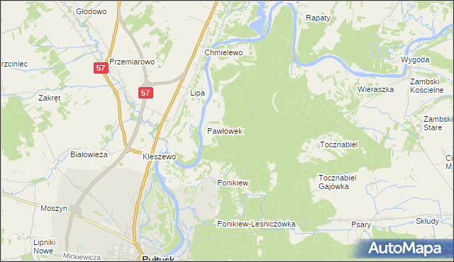 mapa Pawłówek-Gajówka, Pawłówek-Gajówka na mapie Targeo