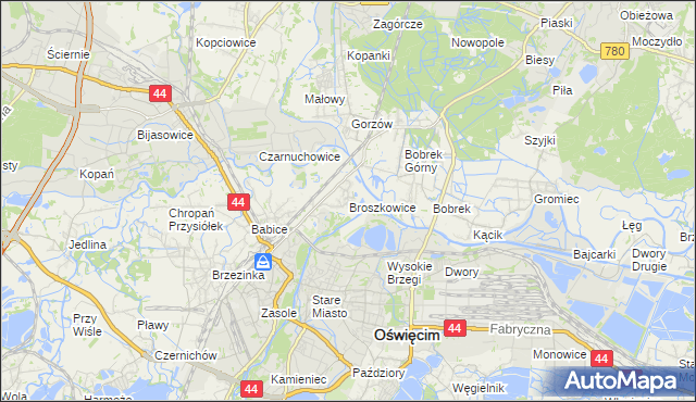 mapa Broszkowice, Broszkowice na mapie Targeo