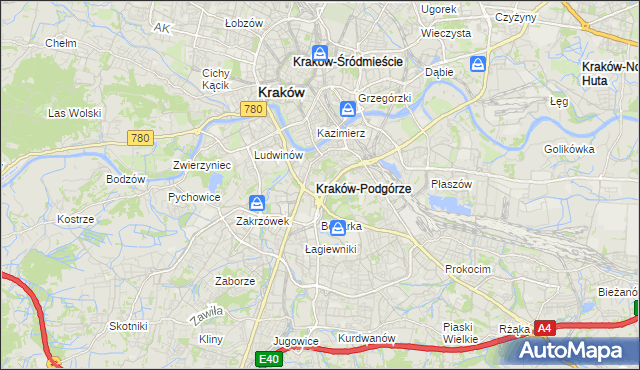 mapa Podgórze gmina Kraków, Podgórze gmina Kraków na mapie Targeo