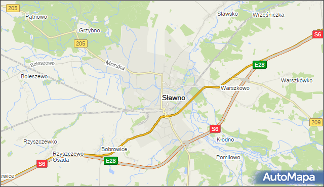 mapa Sławno, Sławno na mapie Targeo