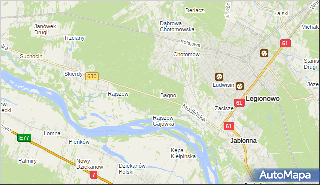 mapa Bagno gmina Jabłonna, Bagno gmina Jabłonna na mapie Targeo