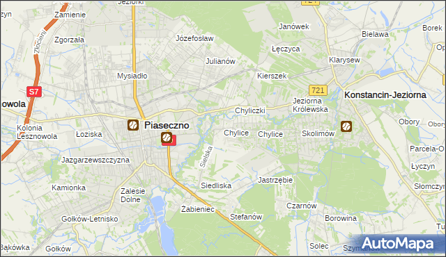 mapa Chylice gmina Piaseczno, Chylice gmina Piaseczno na mapie Targeo