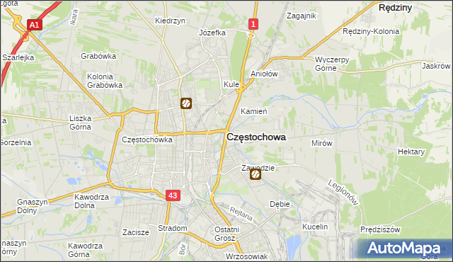 mapa Częstochowy, Częstochowa na mapie Targeo