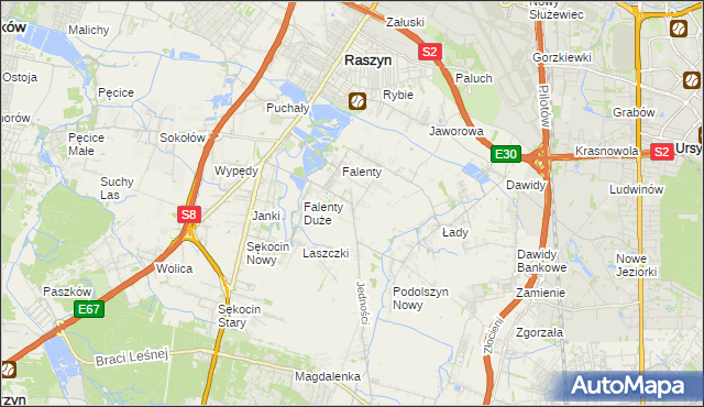 mapa Falenty Nowe, Falenty Nowe na mapie Targeo