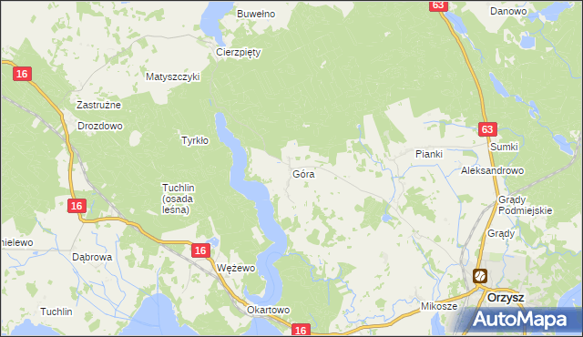 mapa Góra gmina Orzysz, Góra gmina Orzysz na mapie Targeo