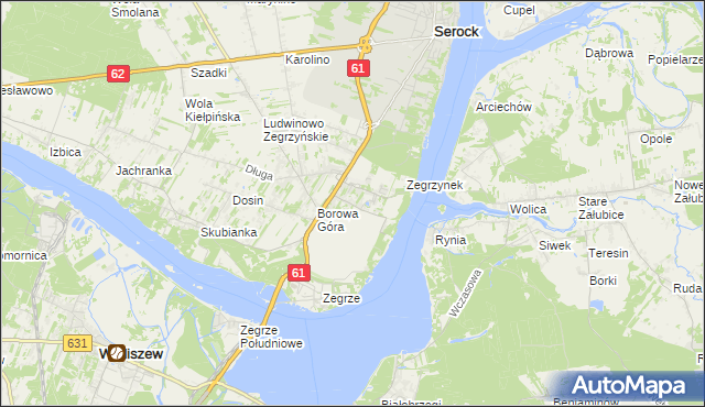 mapa Jadwisin gmina Serock, Jadwisin gmina Serock na mapie Targeo
