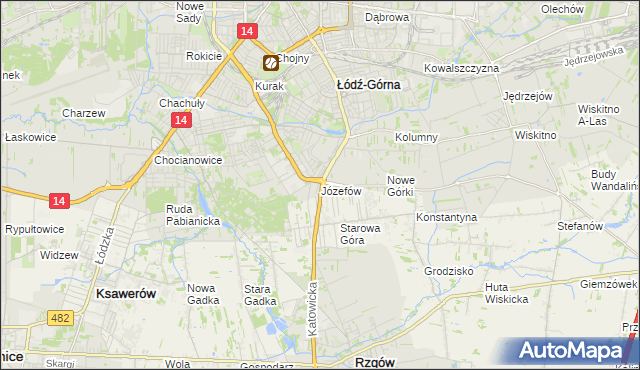 mapa Józefów gmina Łódź, Józefów gmina Łódź na mapie Targeo