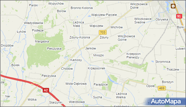 mapa Mniszki gmina Łęczyca, Mniszki gmina Łęczyca na mapie Targeo