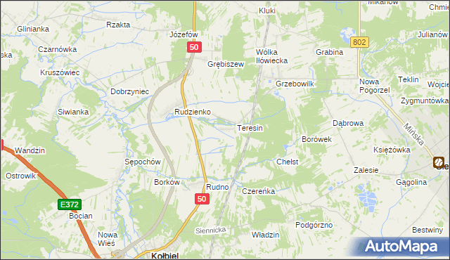 mapa Oleksin gmina Kołbiel, Oleksin gmina Kołbiel na mapie Targeo