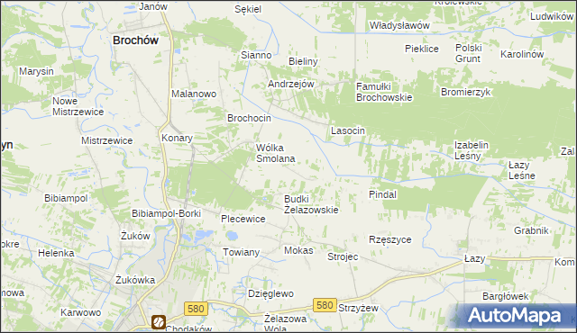 mapa Olszowiec gmina Brochów, Olszowiec gmina Brochów na mapie Targeo