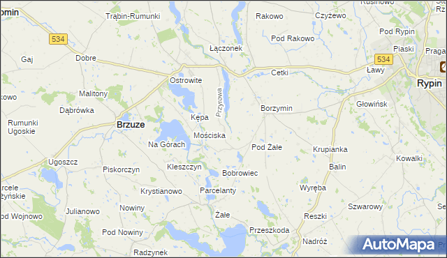 mapa Przyrowa gmina Brzuze, Przyrowa gmina Brzuze na mapie Targeo