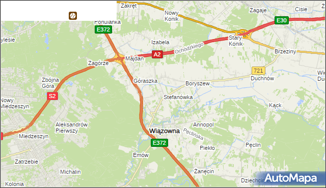 mapa Stefanówka gmina Wiązowna, Stefanówka gmina Wiązowna na mapie Targeo