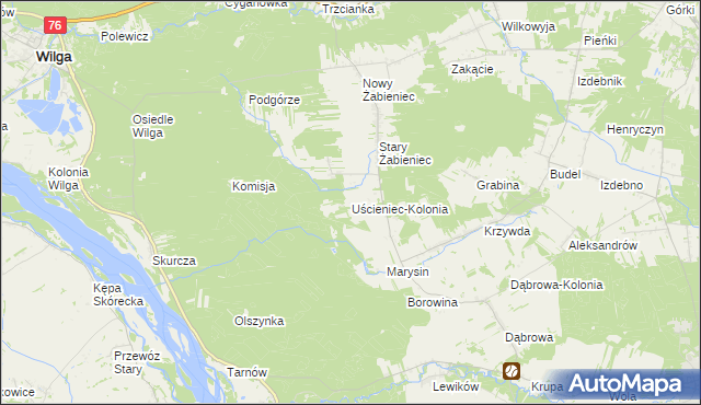 mapa Uścieniec-Kolonia, Uścieniec-Kolonia na mapie Targeo