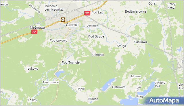 mapa Ustronie gmina Czersk, Ustronie gmina Czersk na mapie Targeo
