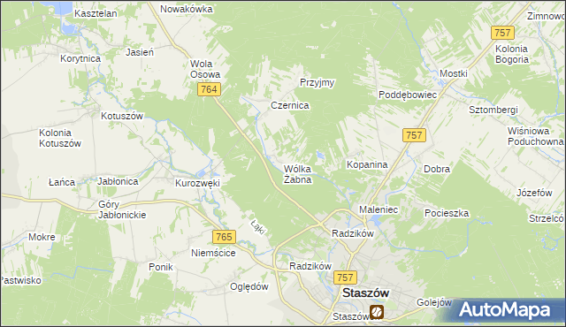 mapa Wólka Żabna, Wólka Żabna na mapie Targeo