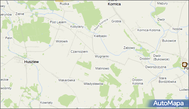 mapa Wygnanki, Wygnanki na mapie Targeo