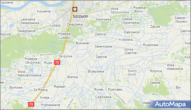 mapa Zabrnie gmina Szczucin, Zabrnie gmina Szczucin na mapie Targeo