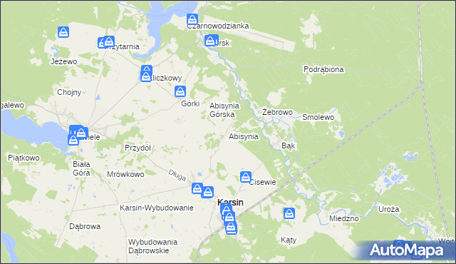 mapa Abisynia gmina Karsin, Abisynia gmina Karsin na mapie Targeo