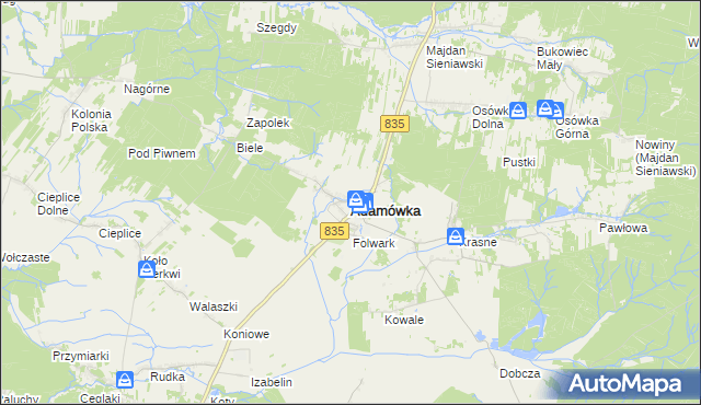 mapa Adamówka powiat przeworski, Adamówka powiat przeworski na mapie Targeo