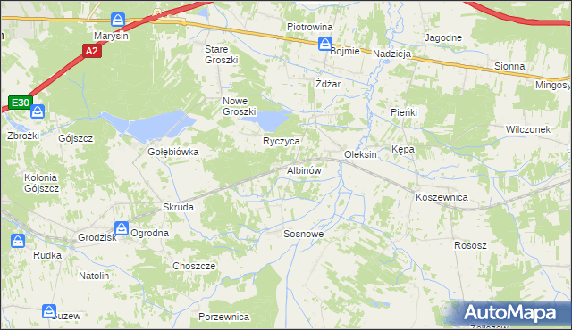 mapa Albinów gmina Kotuń, Albinów gmina Kotuń na mapie Targeo