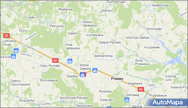 mapa Aleksandrów gmina Pniewy, Aleksandrów gmina Pniewy na mapie Targeo