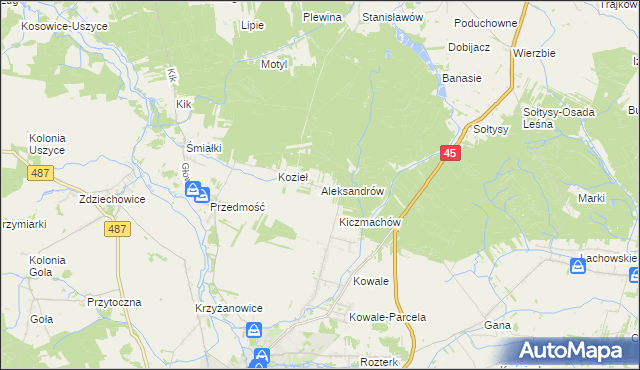 mapa Aleksandrów gmina Praszka, Aleksandrów gmina Praszka na mapie Targeo