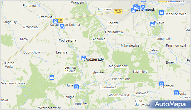 mapa Alfonsów gmina Wodzierady, Alfonsów gmina Wodzierady na mapie Targeo