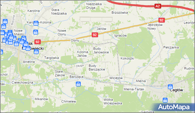 mapa Anielew gmina Mińsk Mazowiecki, Anielew gmina Mińsk Mazowiecki na mapie Targeo