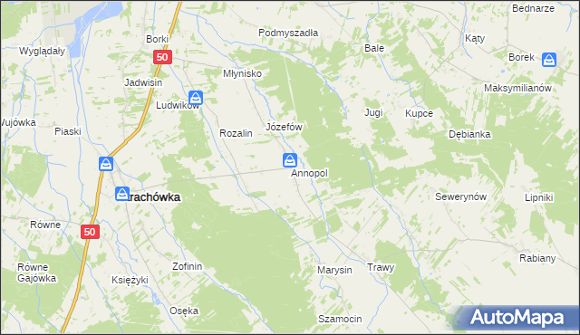 mapa Annopol gmina Strachówka, Annopol gmina Strachówka na mapie Targeo