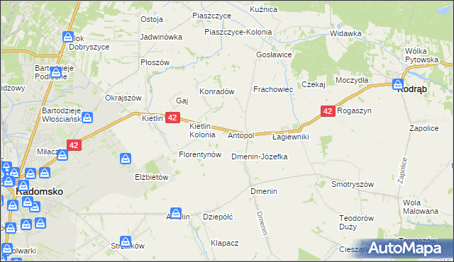 mapa Antopol gmina Kodrąb, Antopol gmina Kodrąb na mapie Targeo