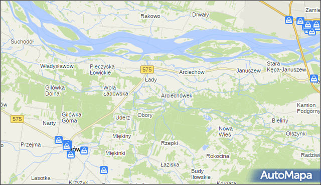 mapa Arciechówek, Arciechówek na mapie Targeo