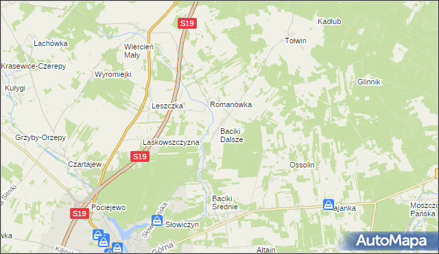 mapa Baciki Dalsze, Baciki Dalsze na mapie Targeo