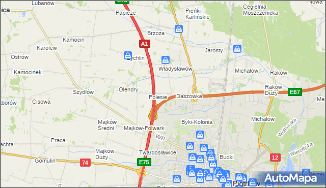 mapa Bąkowiec gmina Grabica, Bąkowiec gmina Grabica na mapie Targeo