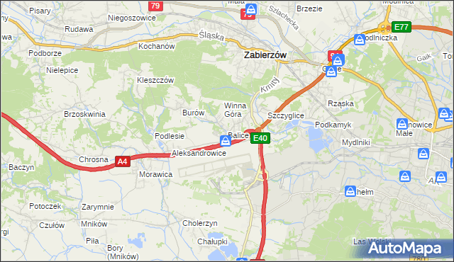 mapa Balice gmina Zabierzów, Balice gmina Zabierzów na mapie Targeo