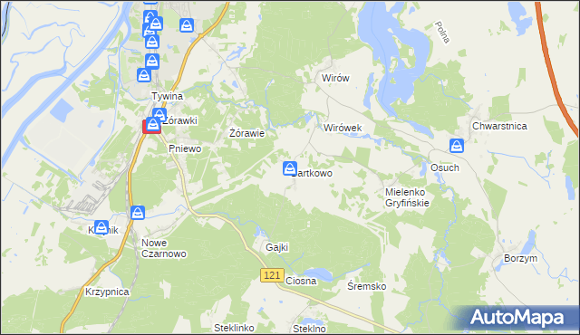mapa Bartkowo, Bartkowo na mapie Targeo