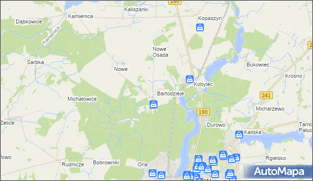 mapa Bartodzieje gmina Wągrowiec, Bartodzieje gmina Wągrowiec na mapie Targeo