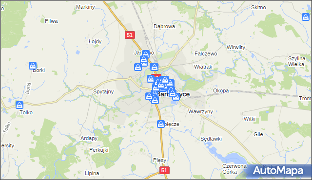 mapa Bartoszyce, Bartoszyce na mapie Targeo